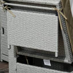 Wyld Haus Cream Rattan Garden Reclining Sun Lounger Set Storage Table Footstools in Beige - thumbnail 9
