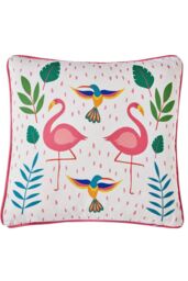 Fusion 'Tropical Flamingo' Outdoor Water & UV Resistant Garden Filled Bench Cushion in Pink - Size: 43 cm x 43 cm - thumbnail 3