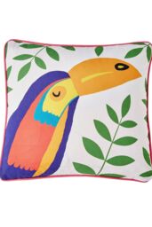 Fusion 'Tropical Flamingo' Outdoor Water & UV Resistant Garden Filled Bench Cushion in Pink - Size: 43 cm x 43 cm - thumbnail 2