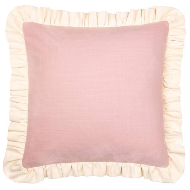 Wylder Effie 100% Cotton Plain Ruffle Cushion in Baby Pink - Size: 45 cm x 45 cm - image 1
