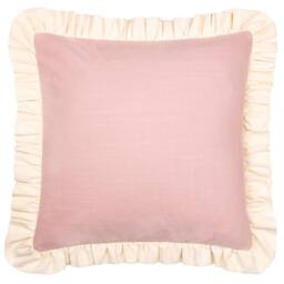 Wylder Effie 100% Cotton Plain Ruffle Cushion in Baby Pink - Size: 45 cm x 45 cm