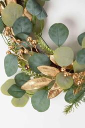 Homescapes Green & Gold Eucalyptus Christmas Wreath, 56 cm - thumbnail 2
