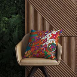 Warren Reed - Designer Mehndi Design Outdoor Cushion in Red - Size: 60 cm x 60 cm - thumbnail 2