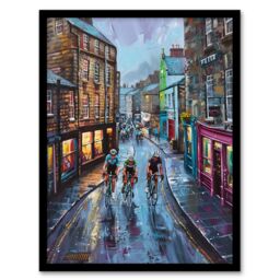 "Artery8 Cyclists Tour De Yorkshire Race Modern Painting Framed Art Print - Size: W12"" x H16""" - thumbnail 1