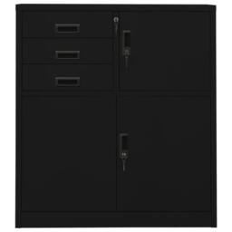Berkfield Home Office Cabinet Black 90x40x102 cm Steel - Size: 90 x 40 x 102 cm - thumbnail 3