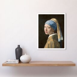 "Artery8 Wall Art Print Johannes Vermeer With a Pearl Earring Old Master Painting Portrait Art Framed in White - Size: W12"" x H16""" - thumbnail 2