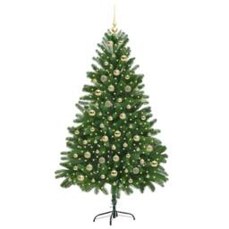 Berkfield Home Christmas Tree with 300 LEDs with Stand Green 180 cm PE - thumbnail 3