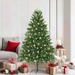 Berkfield Home Christmas Tree with 300 LEDs with Stand Green 180 cm PE - thumbnail 1