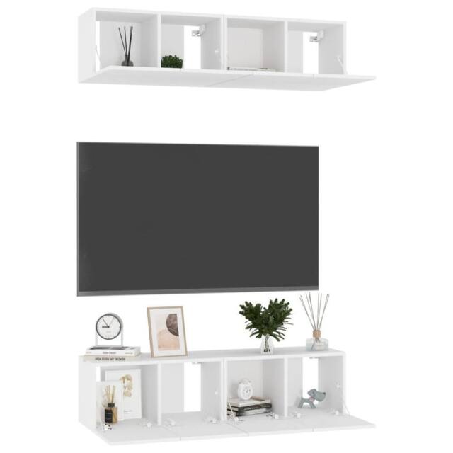 Berkfield Home TV Cabinets 4 pcs White 60x30x30 cm Engineered Wood - Size: 60 x 30 x 30 cm - image 1