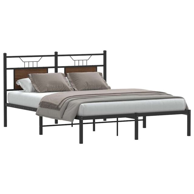 Berkfield Home Bed Frame without Mattress Brown Oak 137x190 cm Engineered Wood - image 1
