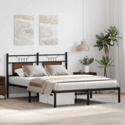 Berkfield Home Bed Frame without Mattress Brown Oak 137x190 cm Engineered Wood - thumbnail 5