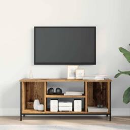 Berkfield Home Modern Entertainment Centre Old wood Particle board, metal in Brown - thumbnail 4