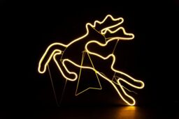 Shatchi Jumping Reindeer Neon Effect Rope Light Silhouette Double Side 90 Warm White LEDs Christmas Outdoor in Yellow