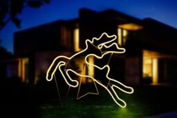 Shatchi Jumping Reindeer Neon Effect Rope Light Silhouette Double Side 90 Warm White LEDs Christmas Outdoor in Yellow - thumbnail 3