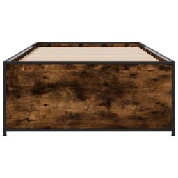 Berkfield Home Bed Frame without Mattress Smoked Oak 75x190 cm Small Single in Brown - thumbnail 4