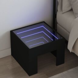 Bedside Table with Infinity LED Black 40x40x30 cm - thumbnail 1