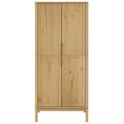 Berkfield Home Wardrobe FLORO Wax Brown 77x53x171 cm Solid Wood Pine - Size: 77 x 53 x 171 cm - thumbnail 5