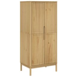 Berkfield Home Wardrobe FLORO Wax Brown 77x53x171 cm Solid Wood Pine - Size: 77 x 53 x 171 cm - thumbnail 2