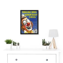Artery8 Circus Ringling Bros Barnum Bailey Show Clown A4 Artwork Framed Wall Art Print in Black - thumbnail 2