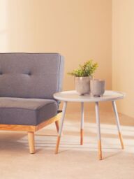 Orsina Versatile Round Side Table, Durable & Sturdy Wooden Side Table, Contemporary Top Couch Side Table in Grey - thumbnail 2
