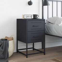 Berkfield Home Bedside Cabinet Anthracite 36x39x60.5 cm Steel in Black - thumbnail 3