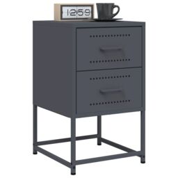 Berkfield Home Bedside Cabinet Anthracite 36x39x60.5 cm Steel in Black - thumbnail 4