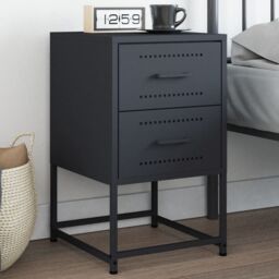 Berkfield Home Bedside Cabinet Anthracite 36x39x60.5 cm Steel in Black - thumbnail 1