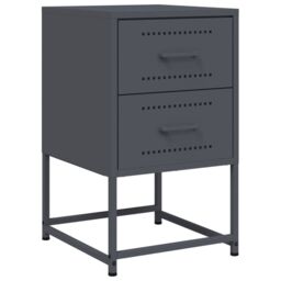 Berkfield Home Bedside Cabinet Anthracite 36x39x60.5 cm Steel in Black - thumbnail 2