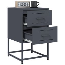 Berkfield Home Bedside Cabinet Anthracite 36x39x60.5 cm Steel in Black - thumbnail 5