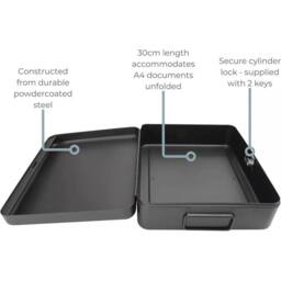 SPETLEK 12 Inch Security Lock Box Fireproof Chest Cash in Black - Size: Large - thumbnail 3