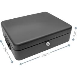 SPETLEK 12 Inch Security Lock Box Fireproof Chest Cash in Black - Size: Large - thumbnail 2
