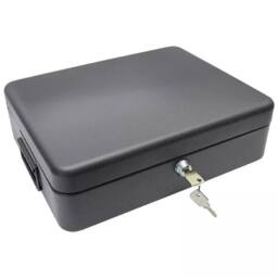 SPETLEK 12 Inch Security Lock Box Fireproof Chest Cash in Black - Size: Large - thumbnail 1