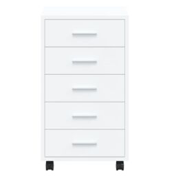 Berkfield Home Drawer Cabinet with Castors High Gloss White Engineered Wood - thumbnail 6