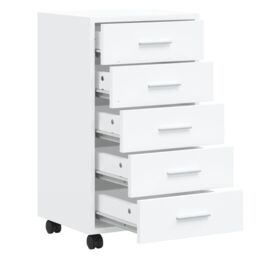 Berkfield Home Drawer Cabinet with Castors High Gloss White Engineered Wood - thumbnail 5