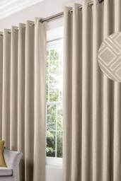 Alan Symonds Diamond Blackout Eyelet Curtains Thermal Lined Ready Made Curtains in Cream - Size: 168 cm width x 183 cm drop - thumbnail 1