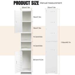 FORGEVIO Bathroom Storage Cabinet Shelf Standing Cabinet 5 Tier Cabinet in White - thumbnail 2