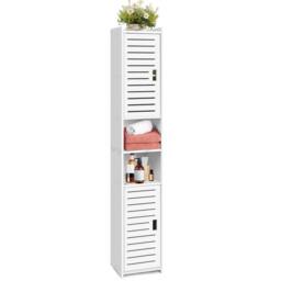 FORGEVIO Bathroom Storage Cabinet Shelf Standing Cabinet 5 Tier Cabinet in White