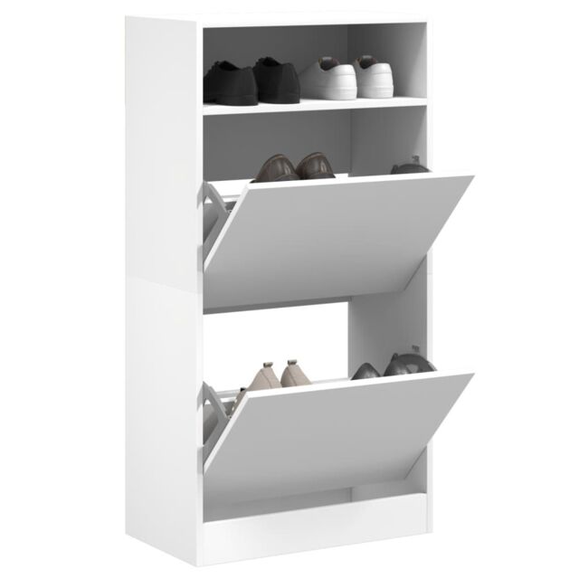 Berkfield Home Shoe Cabinet White 60x34x116 cm Engineered Wood - Size: 60 x 34 x 116 cm - image 1
