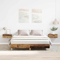 Berkfield Home Bed Frame No Mattress Old Wood 150x200 cm King Size Engineered Wood in Brown - thumbnail 1
