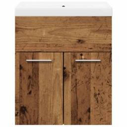 Berkfield Home 2 Piece Bathroom Furniture Set Old Wood Engineered Wood in Brown - thumbnail 4