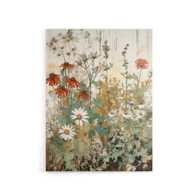 "Artery8 Daisy Wildflowers Vintage Watercolour Canvas Wall Art Print - Size: W18"" x H24""" - image 1
