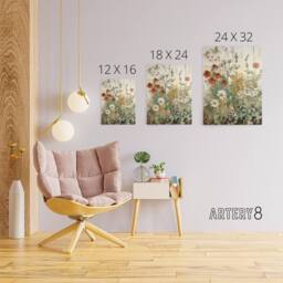 "Artery8 Daisy Wildflowers Vintage Watercolour Canvas Wall Art Print - Size: W18"" x H24""" - thumbnail 4