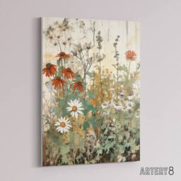 "Artery8 Daisy Wildflowers Vintage Watercolour Canvas Wall Art Print - Size: W18"" x H24""" - thumbnail 2