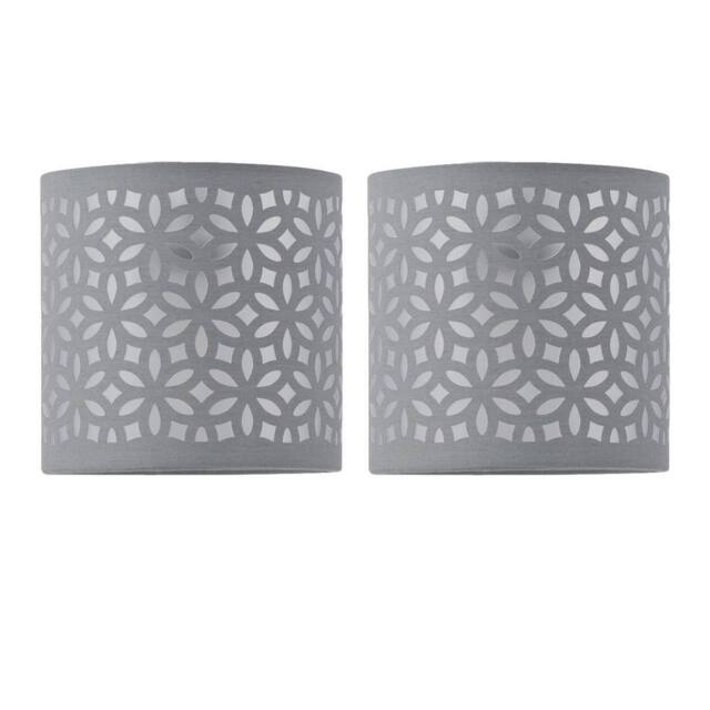 First Choice Lighting Set of 2 Grey Laser Cut 15.5cm Table Lamp Shades - image 1
