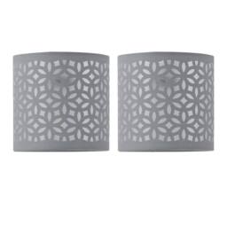 First Choice Lighting Set of 2 Grey Laser Cut 15.5cm Table Lamp Shades - thumbnail 1