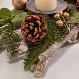 Dibor Set of 2 Rose Gold Sparkle Christmas Centrepiece Candle Holders 51cm in Natural - Size: 2 Pack - thumbnail 5