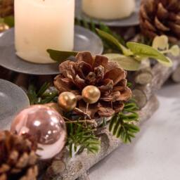 Dibor Set of 2 Rose Gold Sparkle Christmas Centrepiece Candle Holders 51cm in Natural - Size: 2 Pack - thumbnail 4