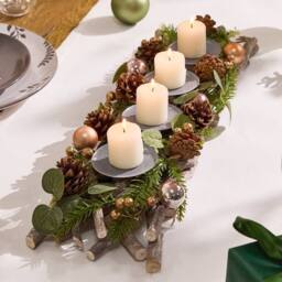 Dibor Set of 2 Rose Gold Sparkle Christmas Centrepiece Candle Holders 51cm in Natural - Size: 2 Pack - thumbnail 2