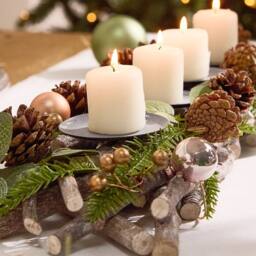 Dibor Set of 2 Rose Gold Sparkle Christmas Centrepiece Candle Holders 51cm in Natural - Size: 2 Pack - thumbnail 3