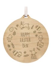 Personalised Memento Company Personalised Happy Easter Wooden Decoration in Light Brown - thumbnail 1